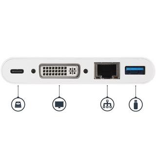 STARTECH.COM  StarTech.com USB-C Multiport Adapter - USB-C auf DVI-D (Digital) Video Adapter mit 60W Power Delivery(Stromversorgung), GbE, USB-A - Tragbares USB-CThunderbolt 3 Mini Laptop Dock 