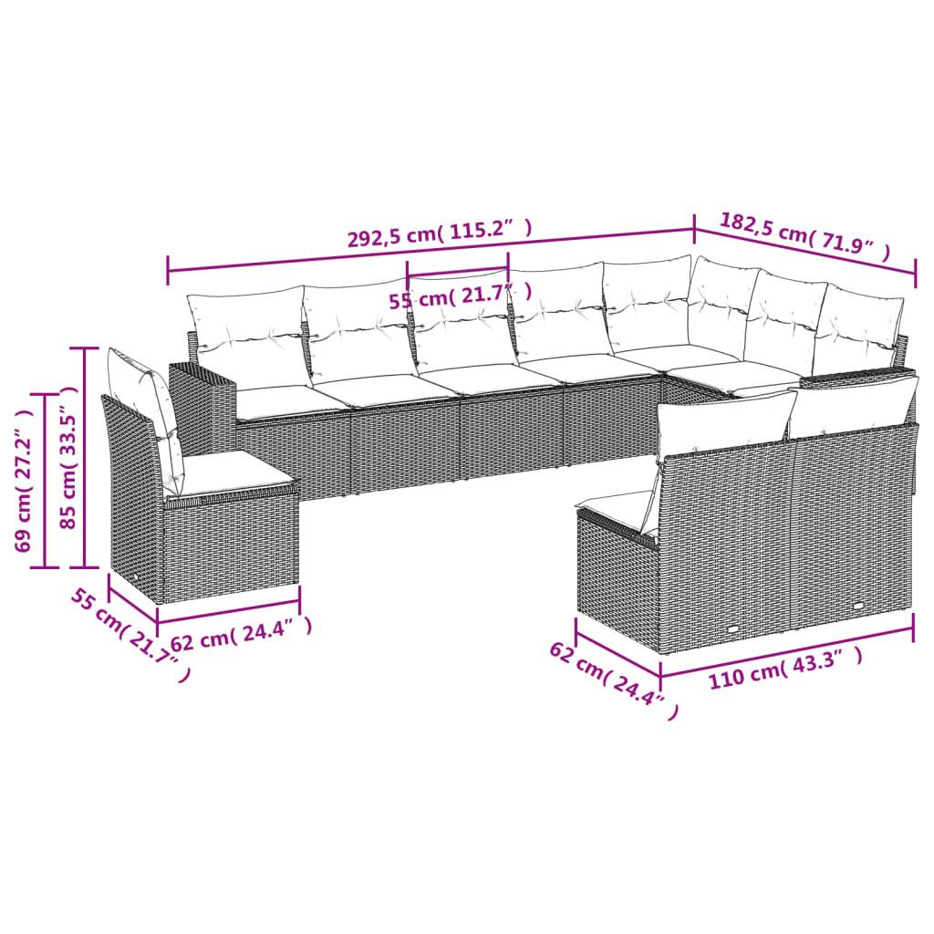 VidaXL Ensemble de canapés de jardin rotin synthétique  