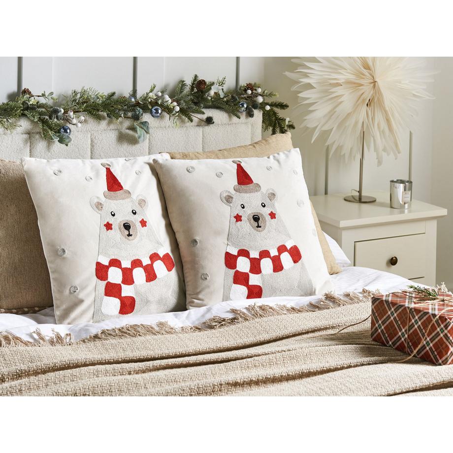 Beliani Dekokissen 2er Set aus Samtstoff Klassisch JELLIES  