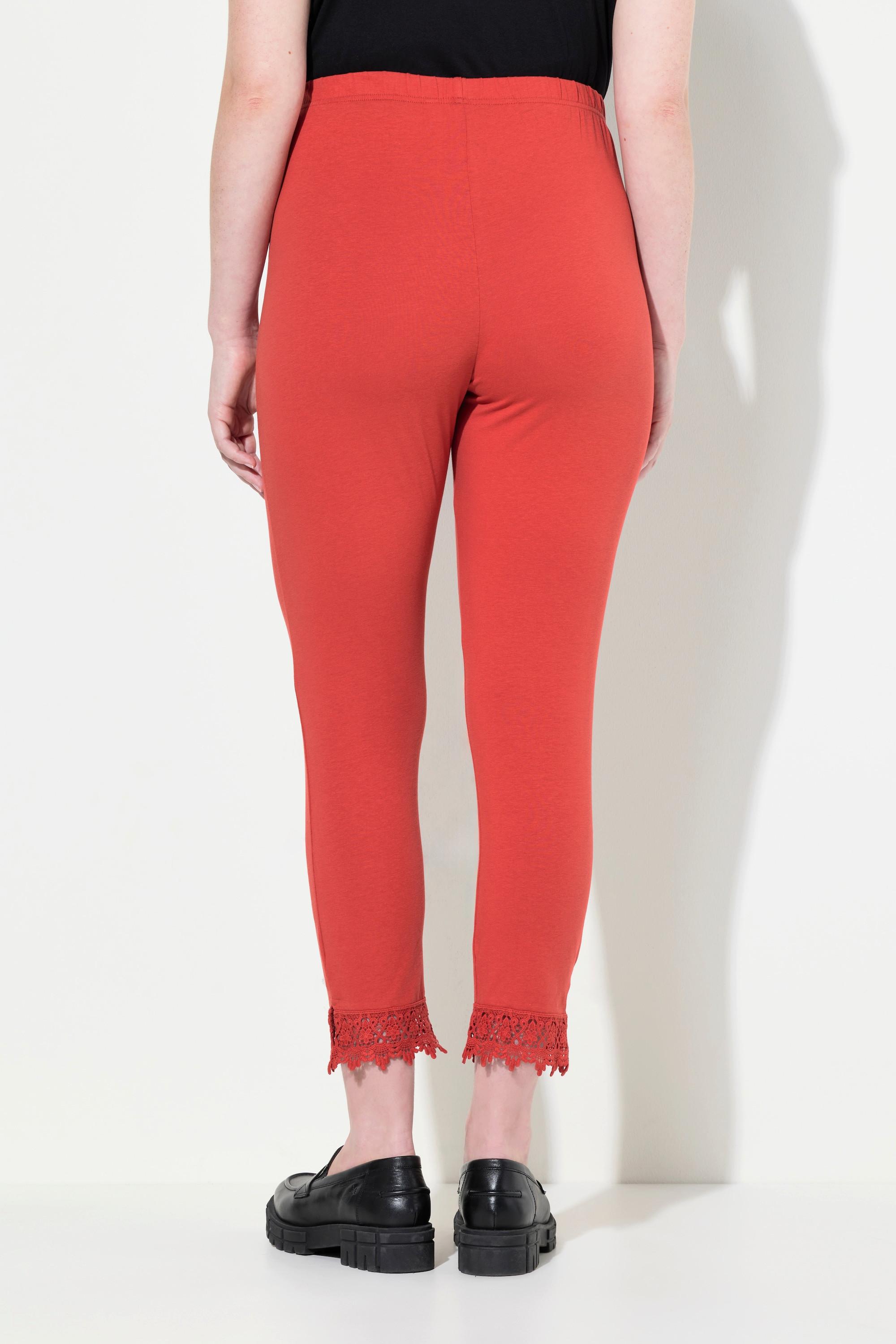 Ulla Popken  Leggings a 7/8 in cotone biologico con orli di pizzo 