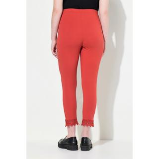 Ulla Popken  Leggings a 7/8 in cotone biologico con orli di pizzo 