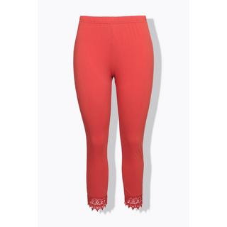 Ulla Popken  Leggings a 7/8 in cotone biologico con orli di pizzo 