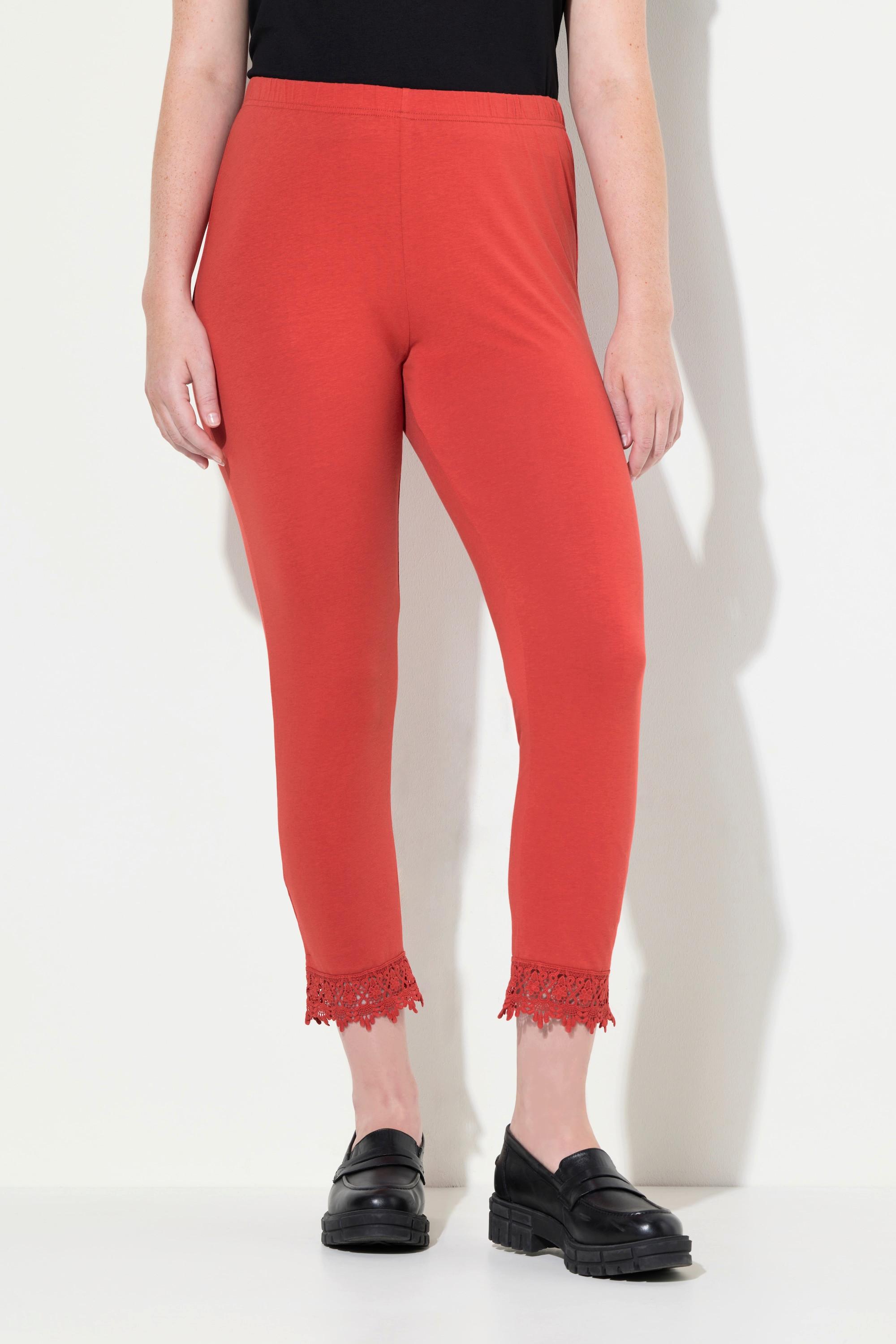 Ulla Popken  Leggings a 7/8 in cotone biologico con orli di pizzo 