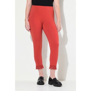 Ulla Popken  Leggings a 7/8 in cotone biologico con orli di pizzo 