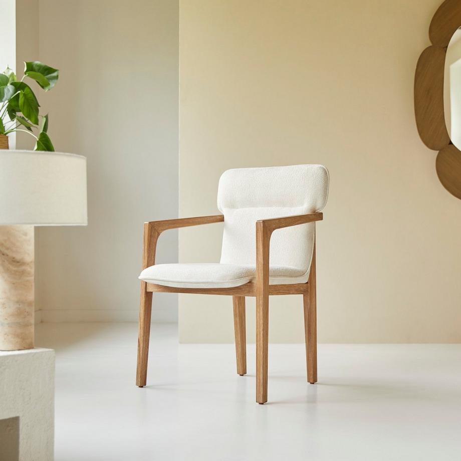 Tikamoon Fauteuil en acacia massif et tissu Viktor  