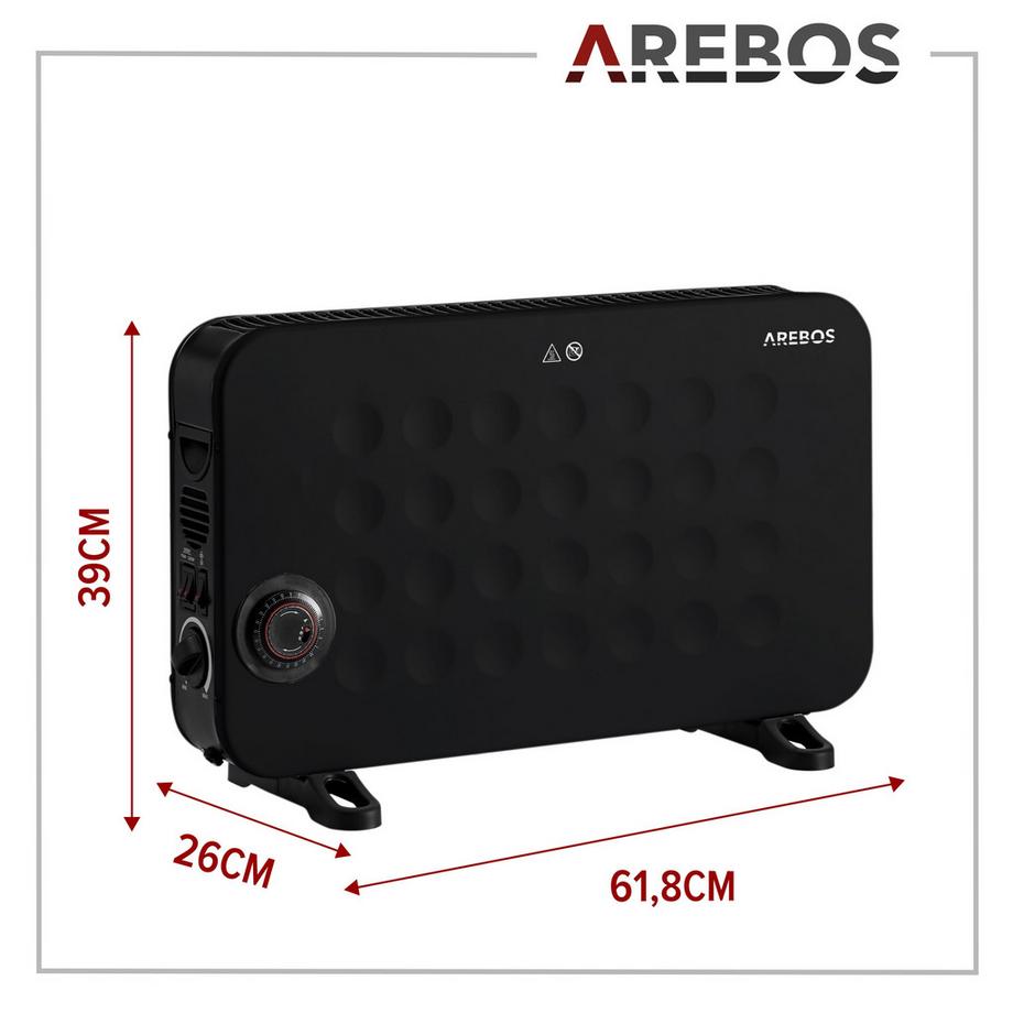 Arebos Convettore portatile 2000 W Riscaldatore Riscaldatore elettrico  
