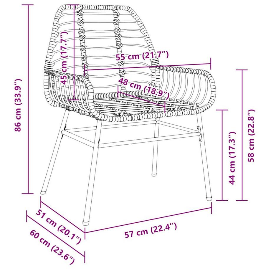 VidaXL Ensemble de salle à manger pour jardin poly rattan  