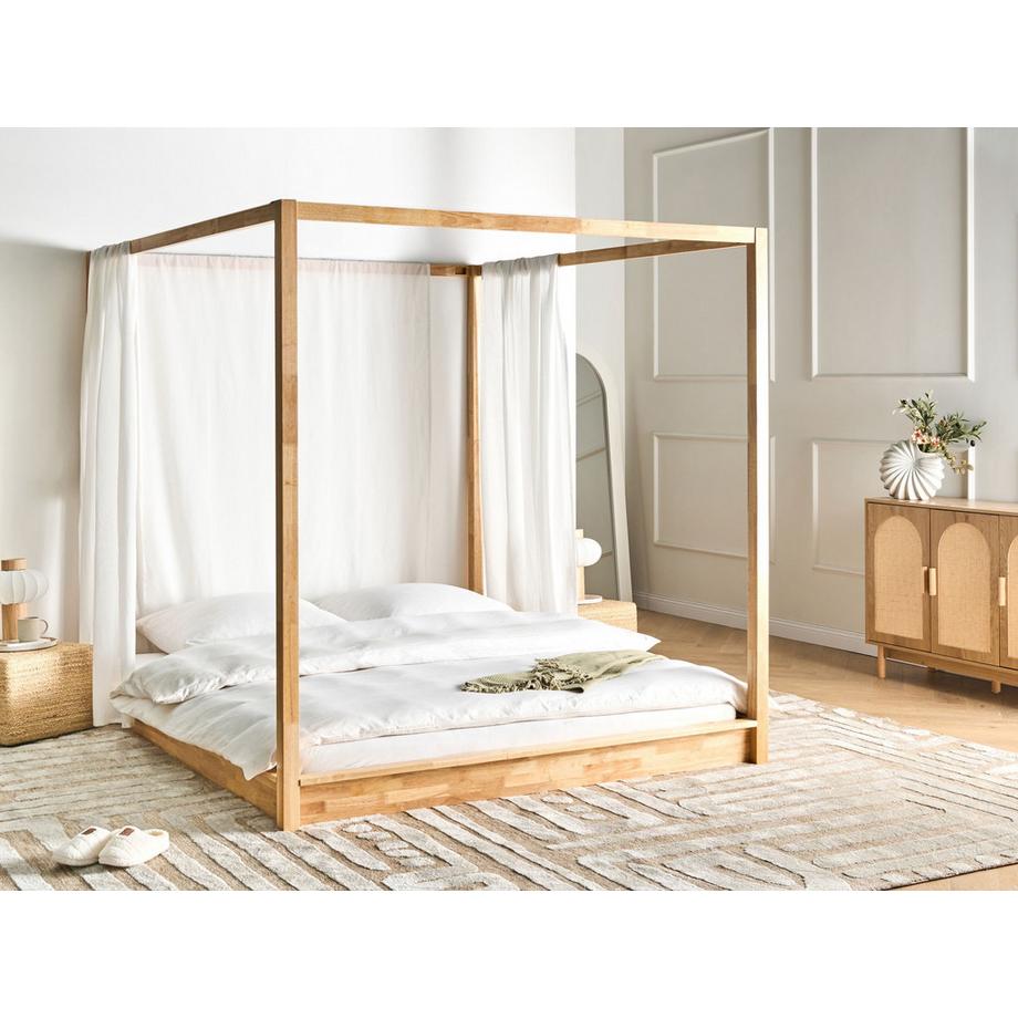 Beliani Letto a baldacchino en Legno di caucciù  HERLIERE  