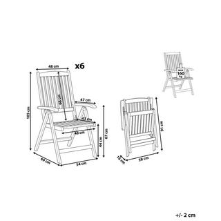 Beliani Lot de 6 chaises de jardin en Acacia Traditionnel JAVA  