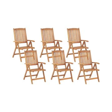 Gartenstuhl 6er Set aus Akazienholz Klassisch JAVA