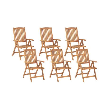 Beliani Lot de 6 chaises en Acacia Traditionnel JAVA  