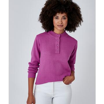 Pull col montant, maille jersey souple.