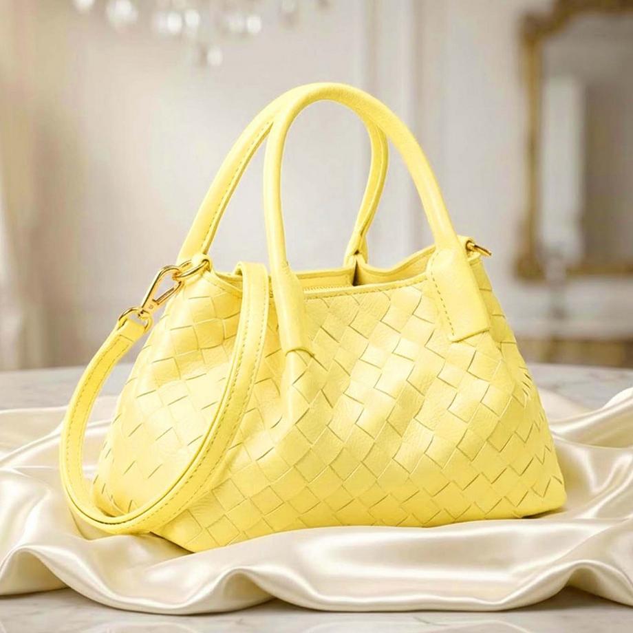 Gallantry  Borsa a Mano per Donna Intrecciata con Manici Rigidi e Tracolla Rimovibile 