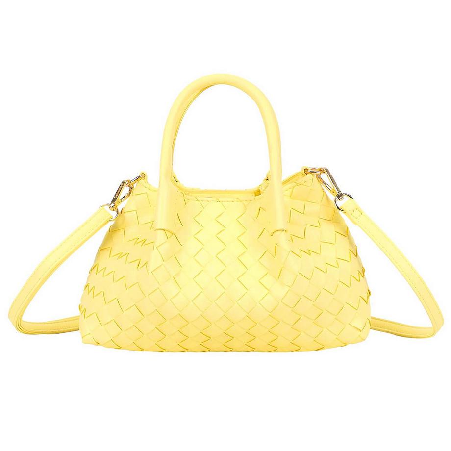 Borsa a Mano per Donna Intrecciata con Manici Rigidi e Tracolla Rimovibile