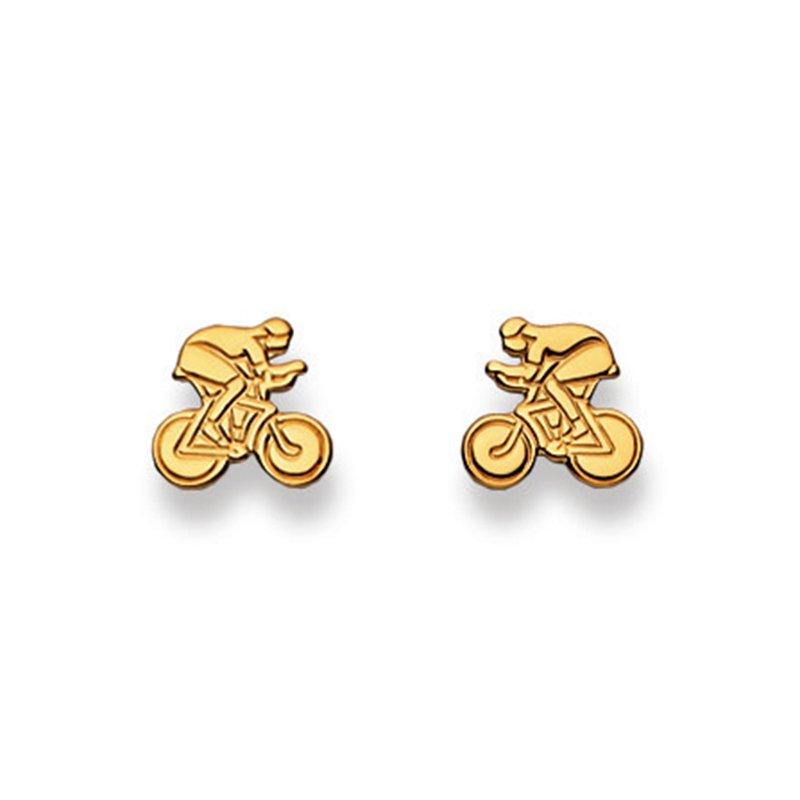 MUAU Schmuck  Clous d'oreilles cyclistes en or jaune 750, 9mm 