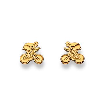 Clous d'oreilles cyclistes en or jaune 750, 9mm