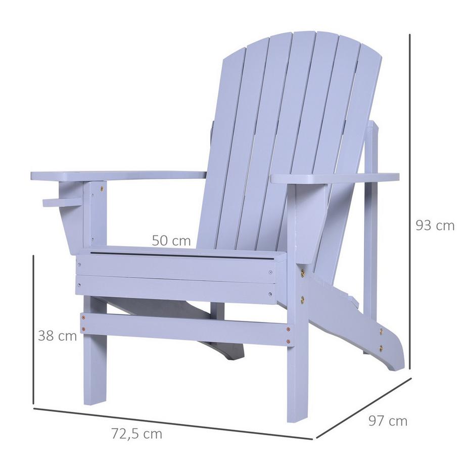 Northio Adirondack-Gartenstuhl Mit Becherhalter Gartenliege Balkonstuhl Massivholz Grau 72,5 X 97 X 93 Cm  