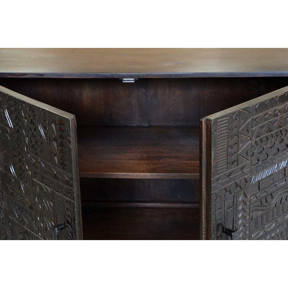 mutoni Sideboard Hieroglyph mangue brun foncé 180  