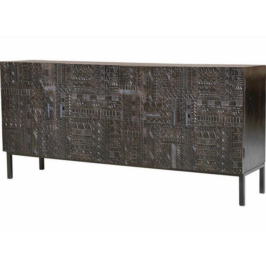 mutoni Sideboard Hieroglyph mangue brun foncé 180  