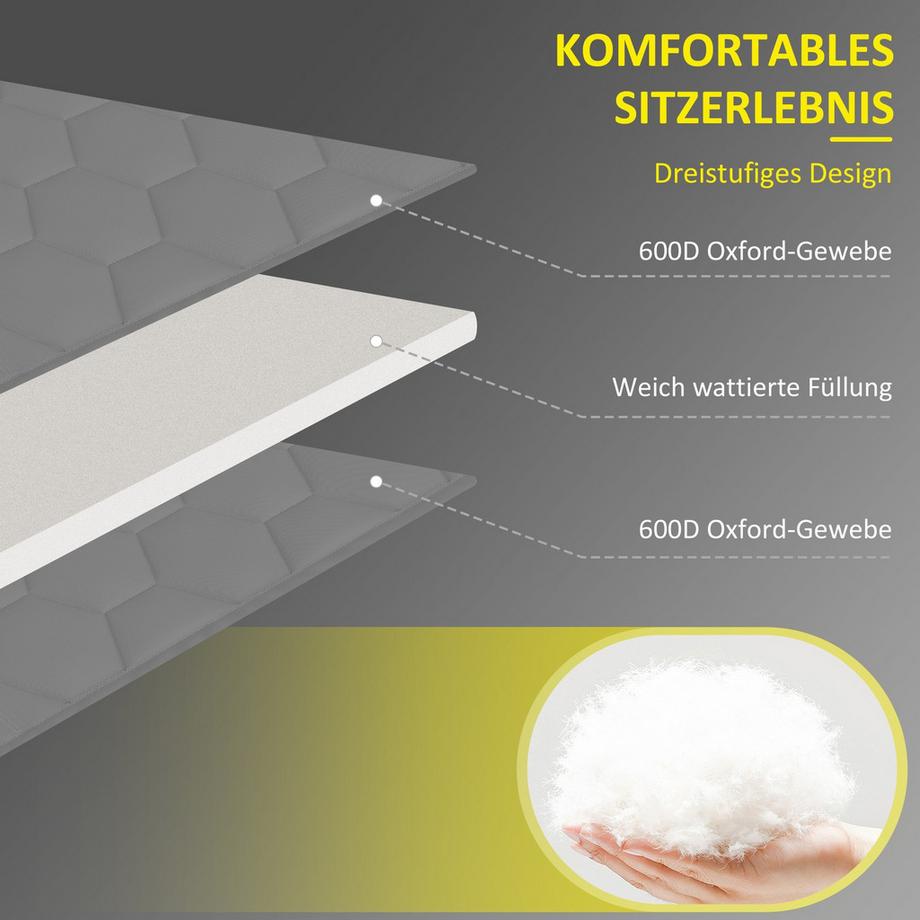 Northio Sonnenliege, Klappbare Gartenliege mit Kopfkissen, Liegestuhl mit verstellbarer Rückenlehne, Griff, mit Seitentasche, Oxford, Grau  