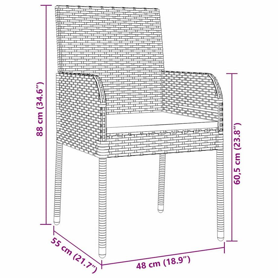 VidaXL Ensemble de salle à manger pour jardin poly rattan  