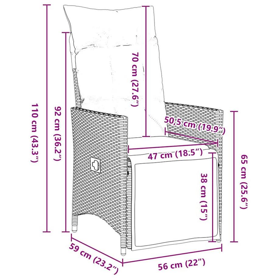 VidaXL Ensemble de salle à manger pour jardin poly rattan  