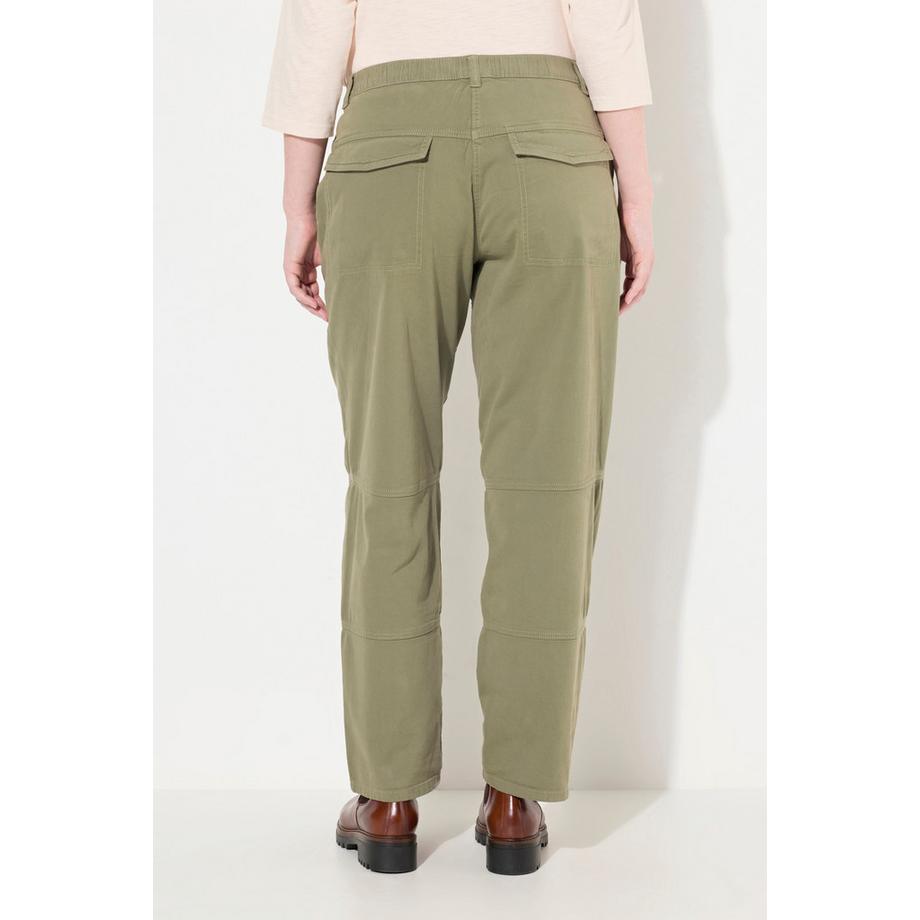 Ulla Popken Pantaloni Cargo Taglie Forti Gamba Larga Vita Elastica Cotone Biologico  