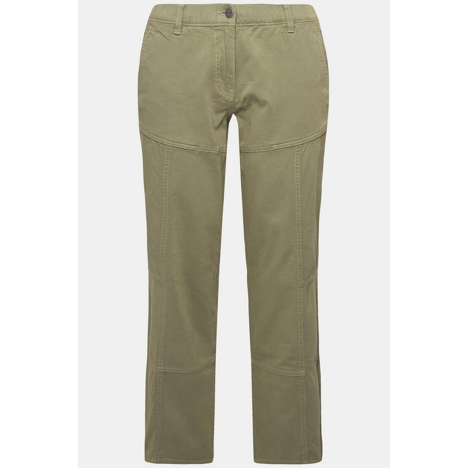 Ulla Popken Pantaloni Cargo Taglie Forti Gamba Larga Vita Elastica Cotone Biologico  