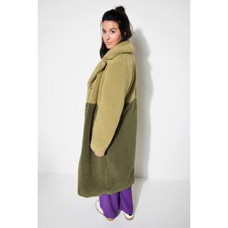 Studio Untold Cappotto Teddy Bicolore Taglio Dritto Revers Maniche Lunghe  