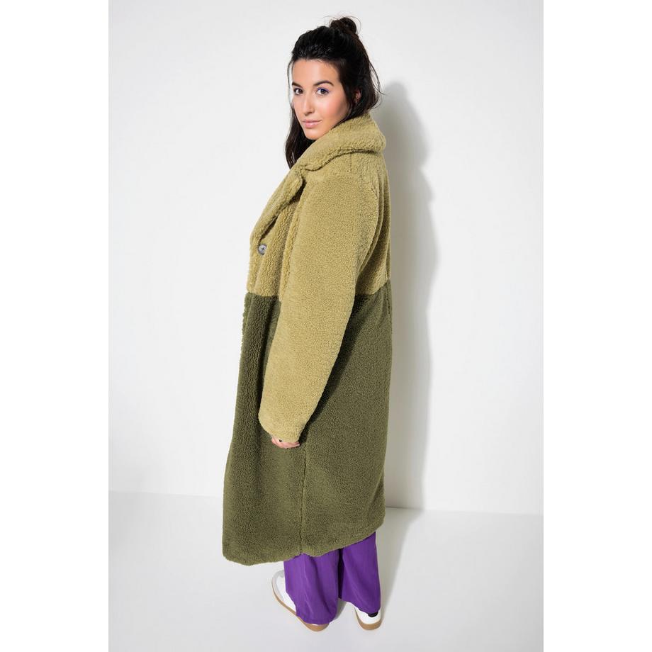 Studio Untold Teddymantel Straight Shape Zweifarbig Reverskragen Langarm  