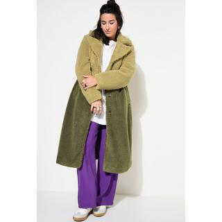 Studio Untold Cappotto Teddy Bicolore Taglio Dritto Revers Maniche Lunghe  