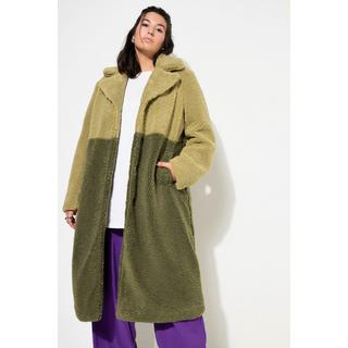 Studio Untold Cappotto Teddy Bicolore Taglio Dritto Revers Maniche Lunghe  