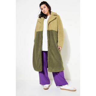 Studio Untold Cappotto Teddy Bicolore Taglio Dritto Revers Maniche Lunghe  