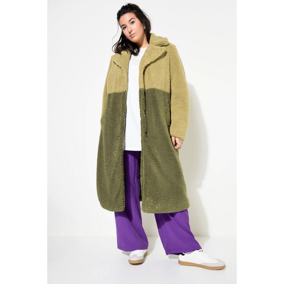 Studio Untold Teddymantel Straight Shape Zweifarbig Reverskragen Langarm  