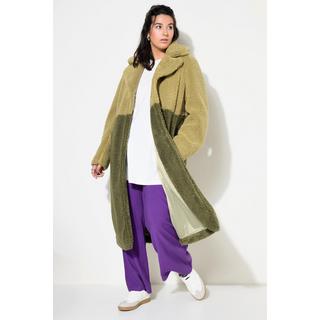 Studio Untold Cappotto Teddy Bicolore Taglio Dritto Revers Maniche Lunghe  