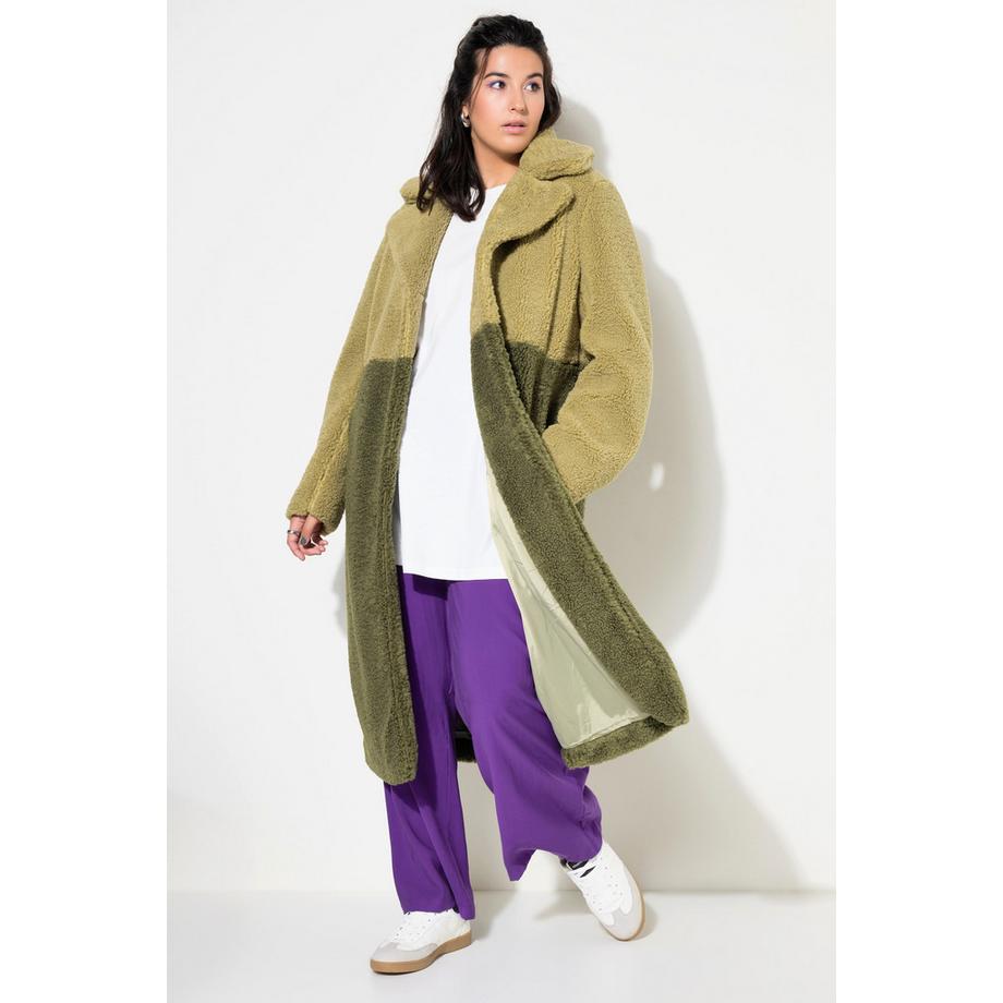 Studio Untold Teddymantel Straight Shape Zweifarbig Reverskragen Langarm  