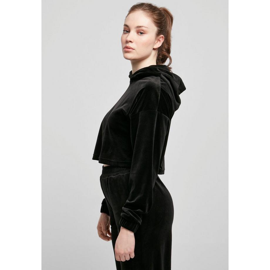 URBAN CLASSICS Cropped Velvet Oversized Hoodie  