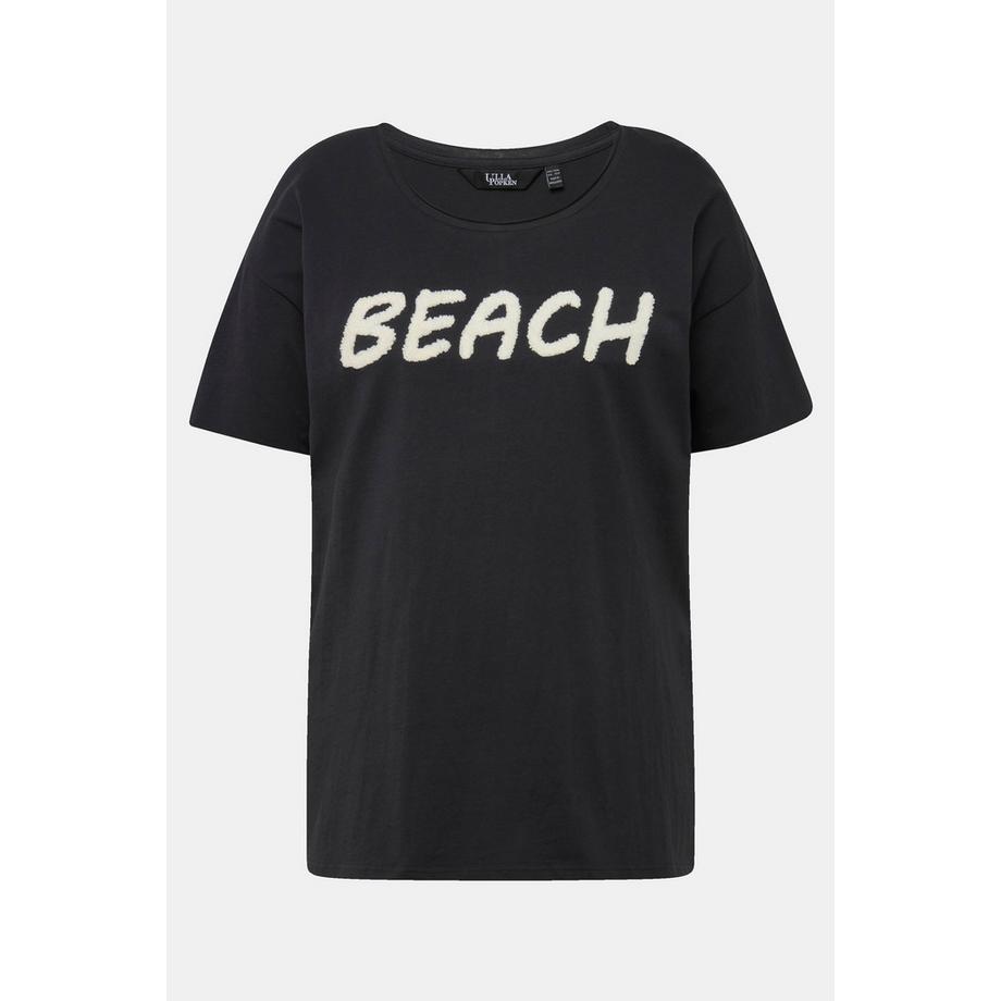 Ulla Popken T-shirt Oversized Message Tissu Éponge Col Rond Manches Courtes  