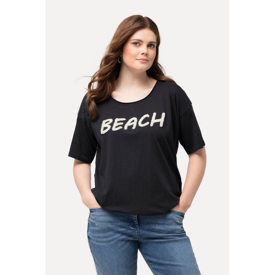 Ulla Popken T-shirt Oversized Message Tissu Éponge Col Rond Manches Courtes  