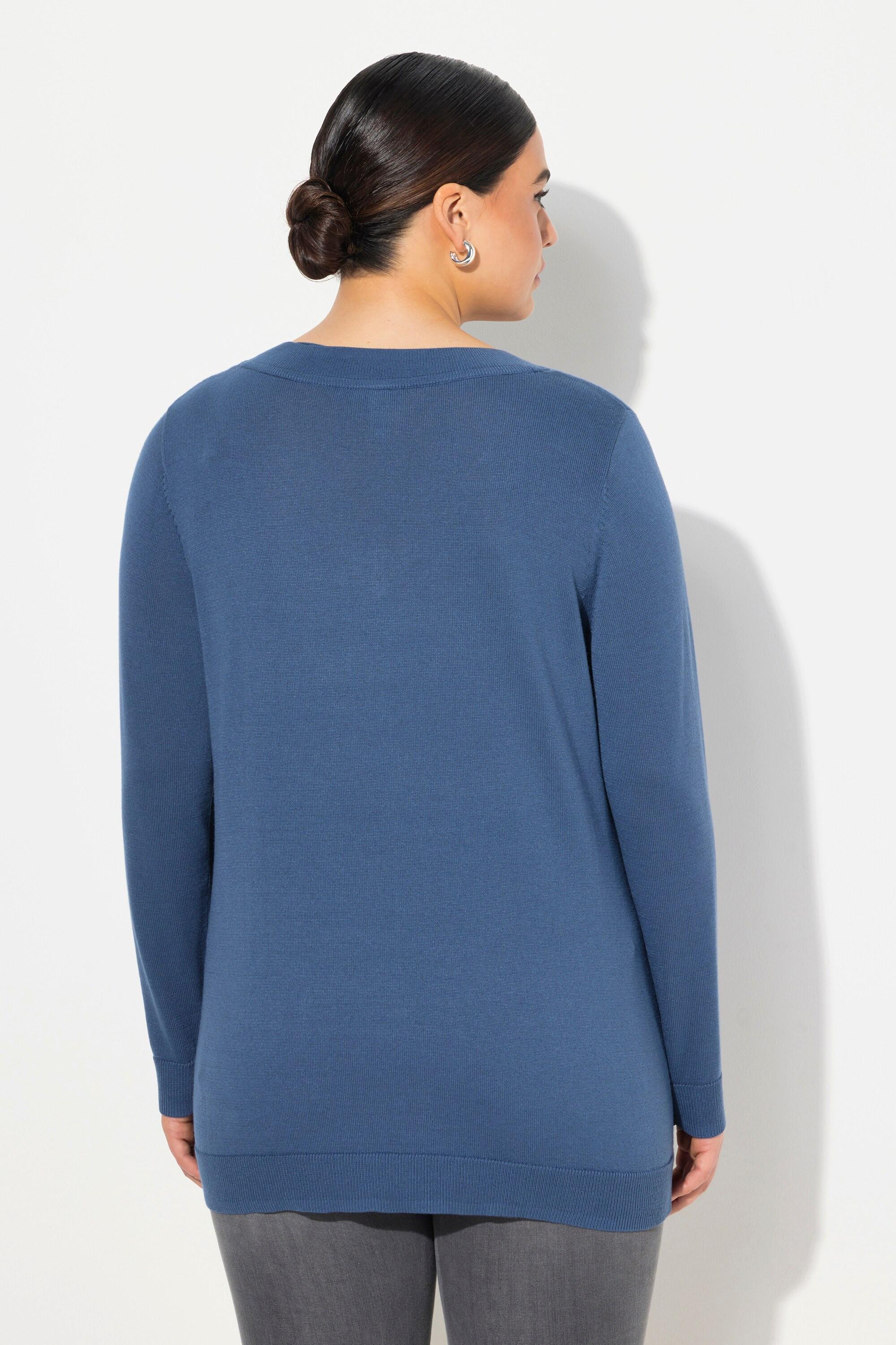 Ulla Popken  Pullover, V-Ausschnitt, Langarm, weicher Feinstrick 