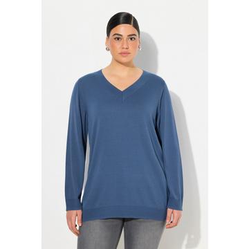 Pull col en V et manches longues, maille fine et confortable