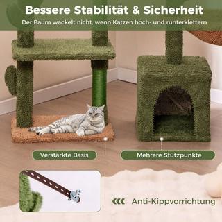 Northix  Griffoir cactus arbre à chat avec plateformes hamac grotte à chat vert + marron (81cm de haut) 