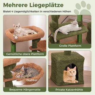 Northix  Griffoir cactus arbre à chat avec plateformes hamac grotte à chat vert + marron (81cm de haut) 