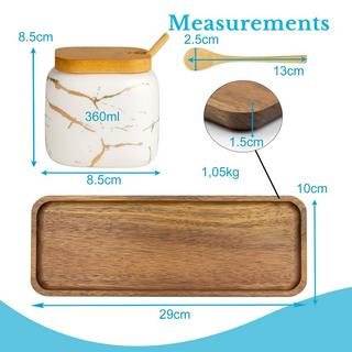 Intirilife zuccheriera set di 3 con coperchio e cucchiaio  