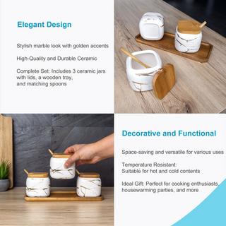 Intirilife zuccheriera set di 3 con coperchio e cucchiaio  