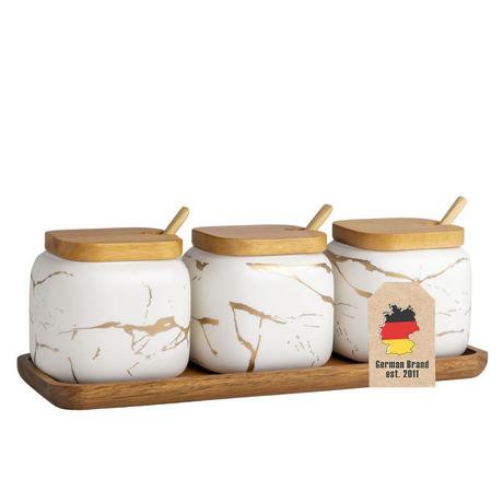 Intirilife zuccheriera set di 3 con coperchio e cucchiaio  