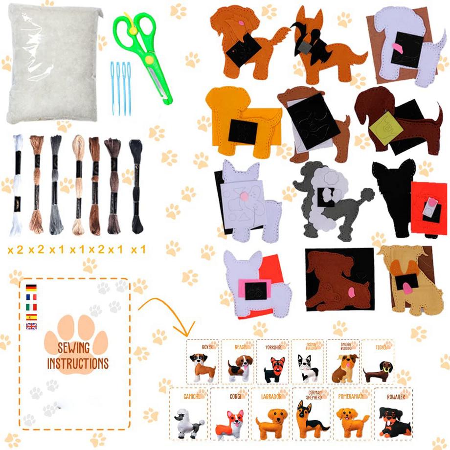 Activity-board  Kit de couture pour enfants et adultes sur les races de chiens pour les travaux manuels des enfants 