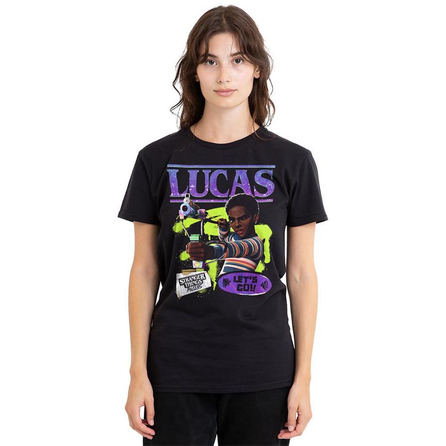 Stranger Things T-Shirt en Coton Ringspun avec Motif Lucas  