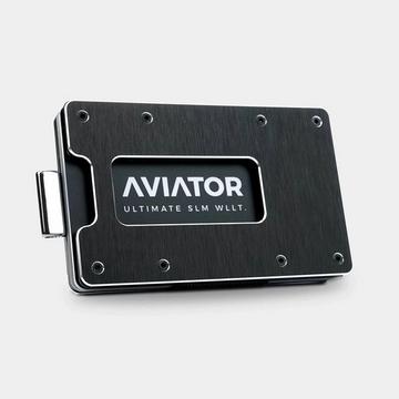 Aviator Wallet slide, Nero satinato, con clip per contanti AirTag