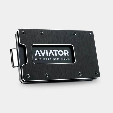 AVIATOR Aviator Wallet slide, Nero satinato, con clip per contanti AirTag  